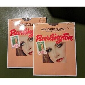 2 Nos Vintage 80s Burlington Sheer Panty Hose Sandalfoot Wild Rice S